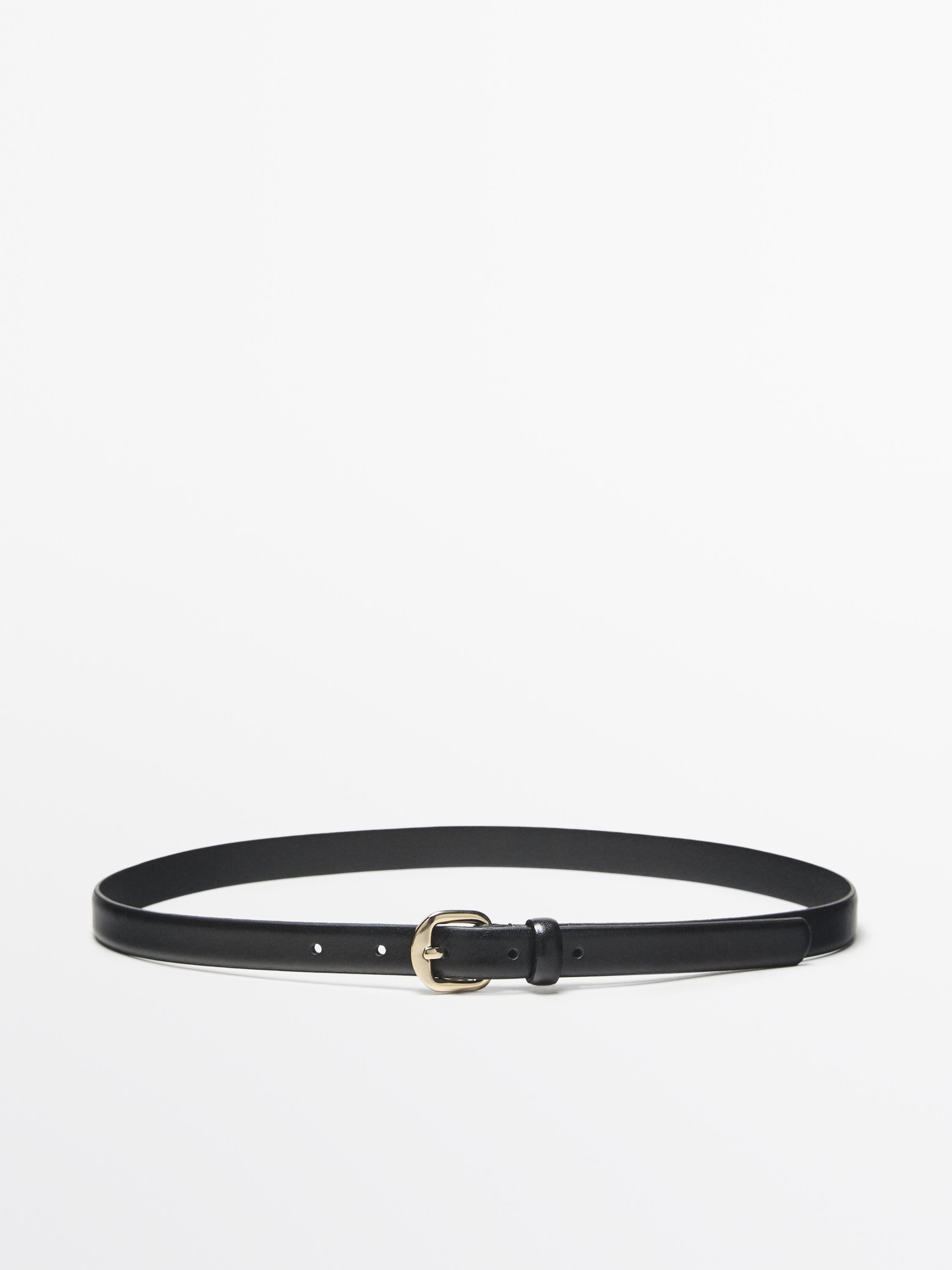 Leather belt with arched buckle | Massimo Dutti UK