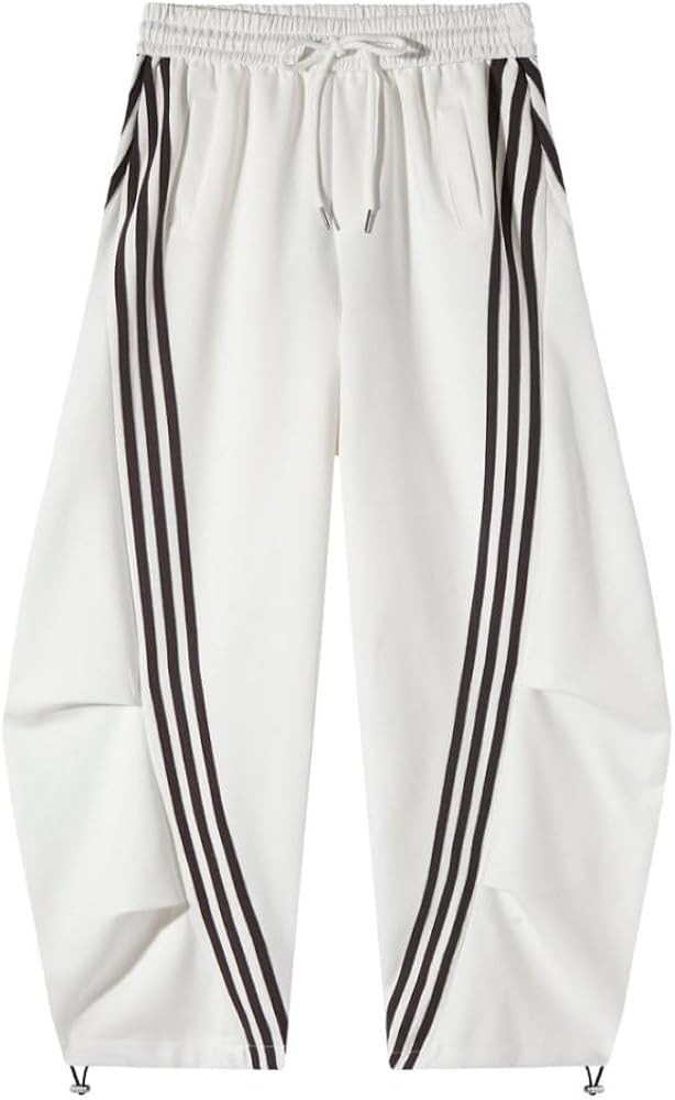 Flooo Loose Wide Leg Striped Track Pants, Women's Casual Streetwear Joggers with Elastic Waistban... | Amazon (US)