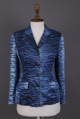 MOSCHINO JEANS Blue Animals Printed Blazer Jacket Size I 42 / US 8 | eBay US