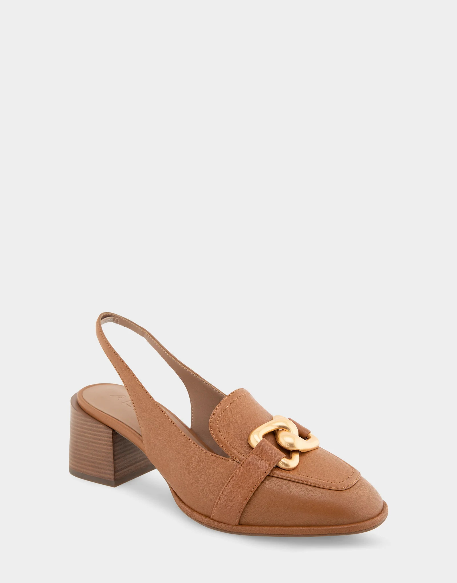 Women's Ornamented Block Heel Slingback in Tan Leather | Aerosoles