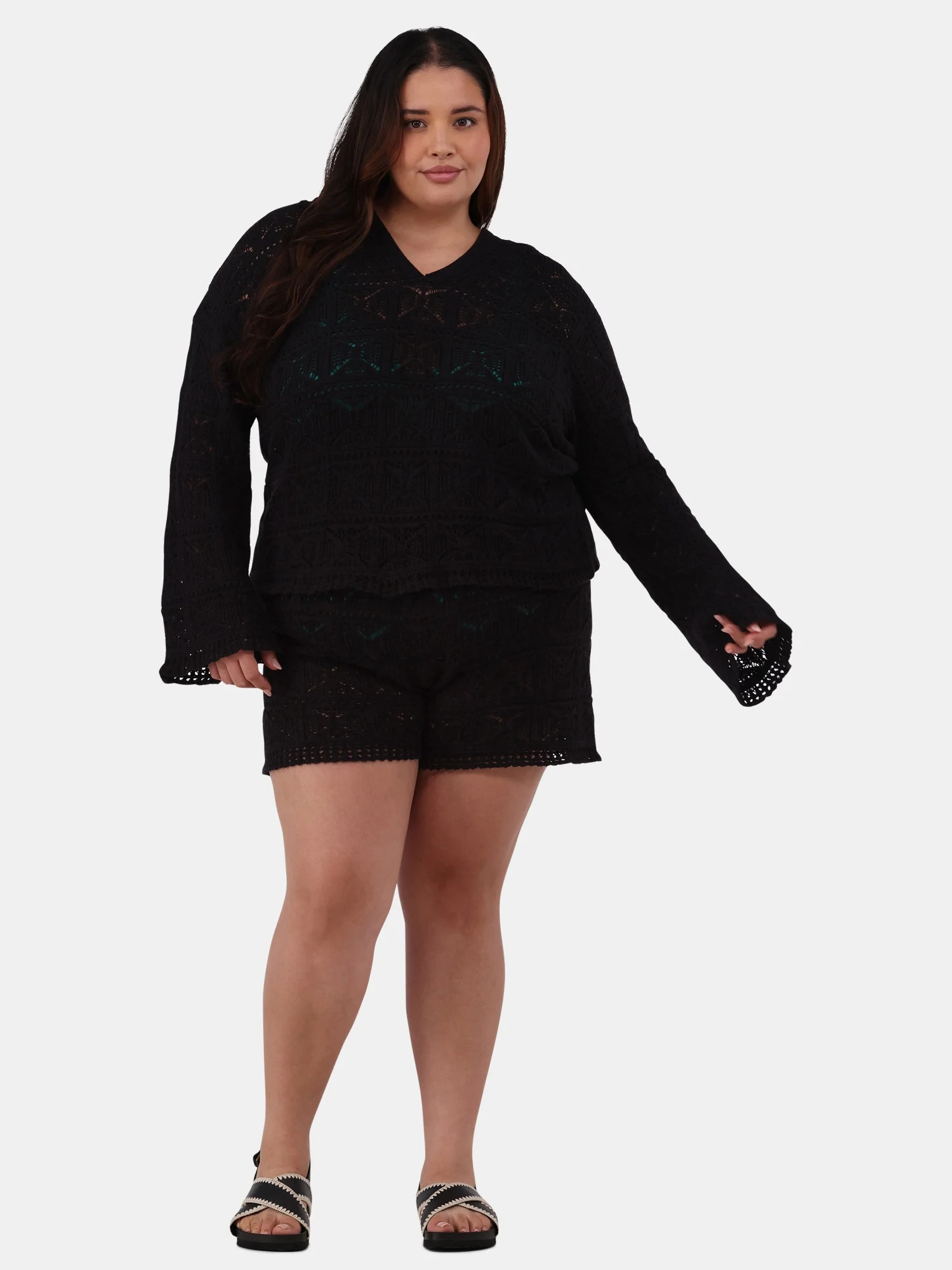 Time and Tru Women's and Women's Plus Cotton Macrame Hoodie Coverup, Sizes XS-2X - Walmart.com | Walmart (US)