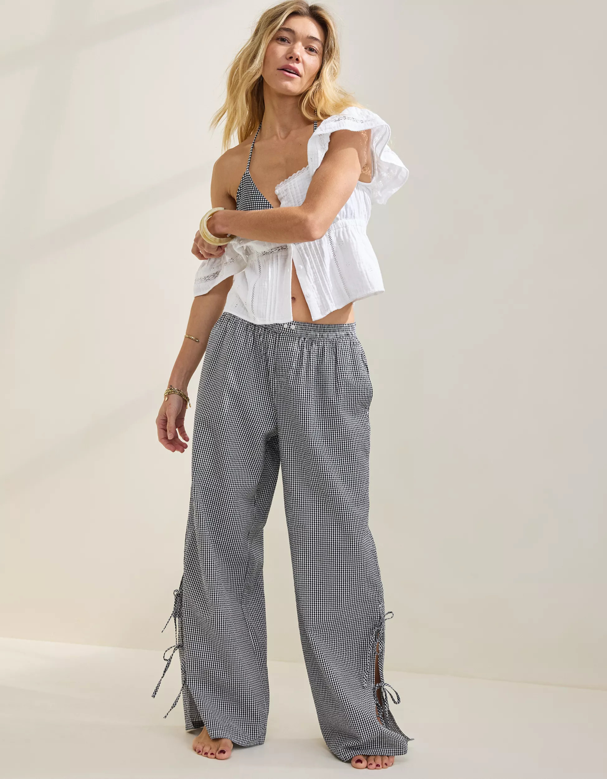 Aerie Off-Duty Seersucker Side Tie Trouser PJ | Aerie
