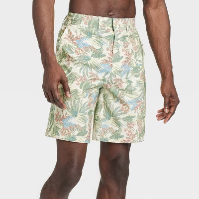 Men's 9" Floral Print Hybrid Swim Shorts - Goodfellow & Co™ Dark Green | Target
