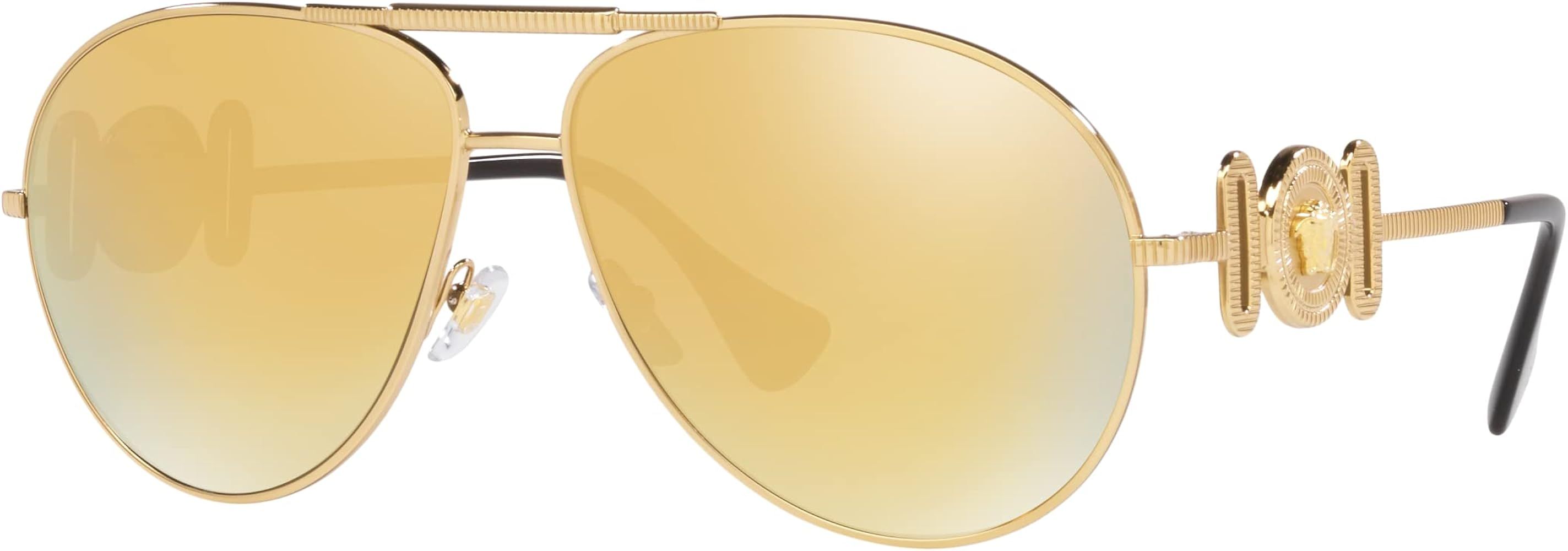 Versace Unisex Sunglasses Gold Frame, Brown Mirror Gold Lenses, 65MM | Amazon (US)