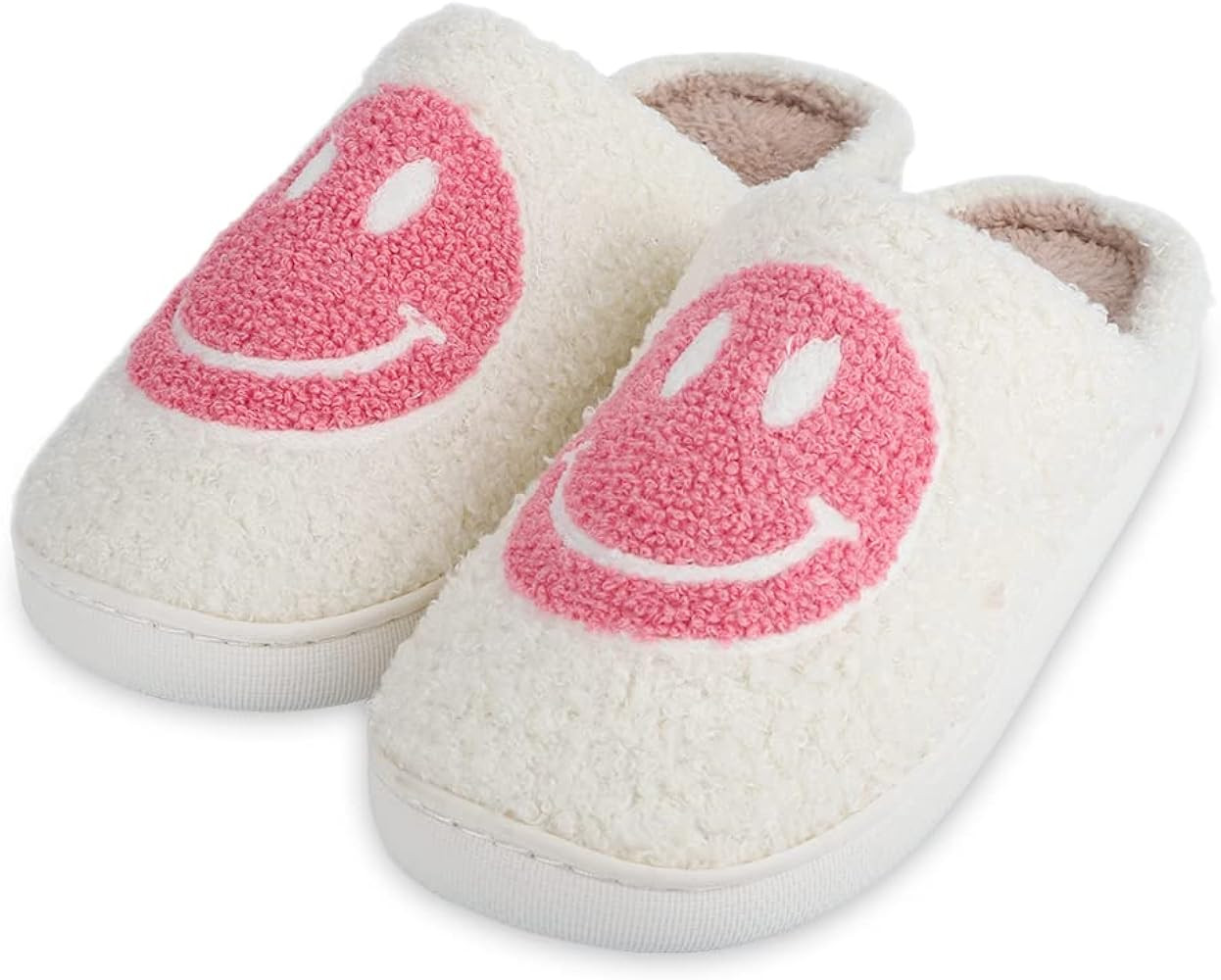 RaepperHan Smile Face Slippers, Ladies Retro Soft Plush Lightweight Home Slippers Slip On Comfort... | Amazon (US)