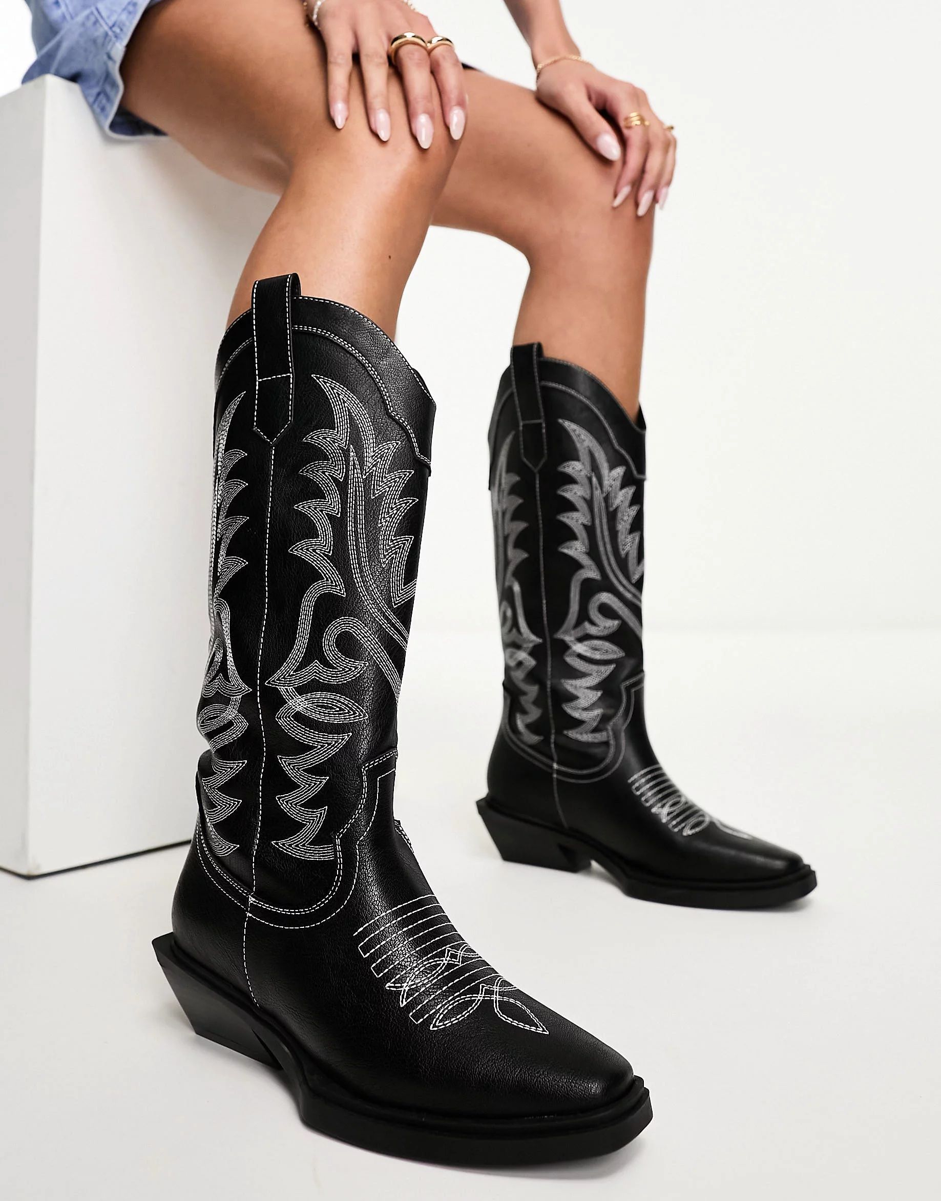 ASOS DESIGN Camden flat western boots in black | ASOS (Global)