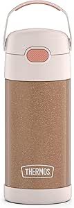 THERMOS FUNTAINER 12 Ounce Stainless Steel Vacuum Insulated Kids Straw Bottle, Rose Gold Glitter | Amazon (US)