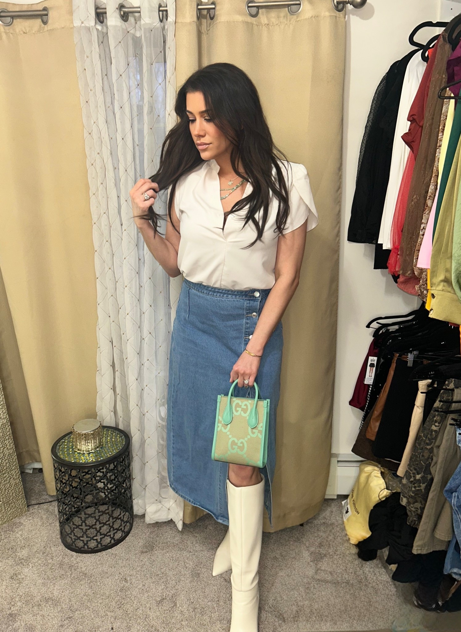 Effortless neutrals for the win. 🤍 Pair a crisp white top with a denim midi for that perfect "clean girl" aesthetic.

#LTKgrwm #LTKdayinmylife #LTKootd