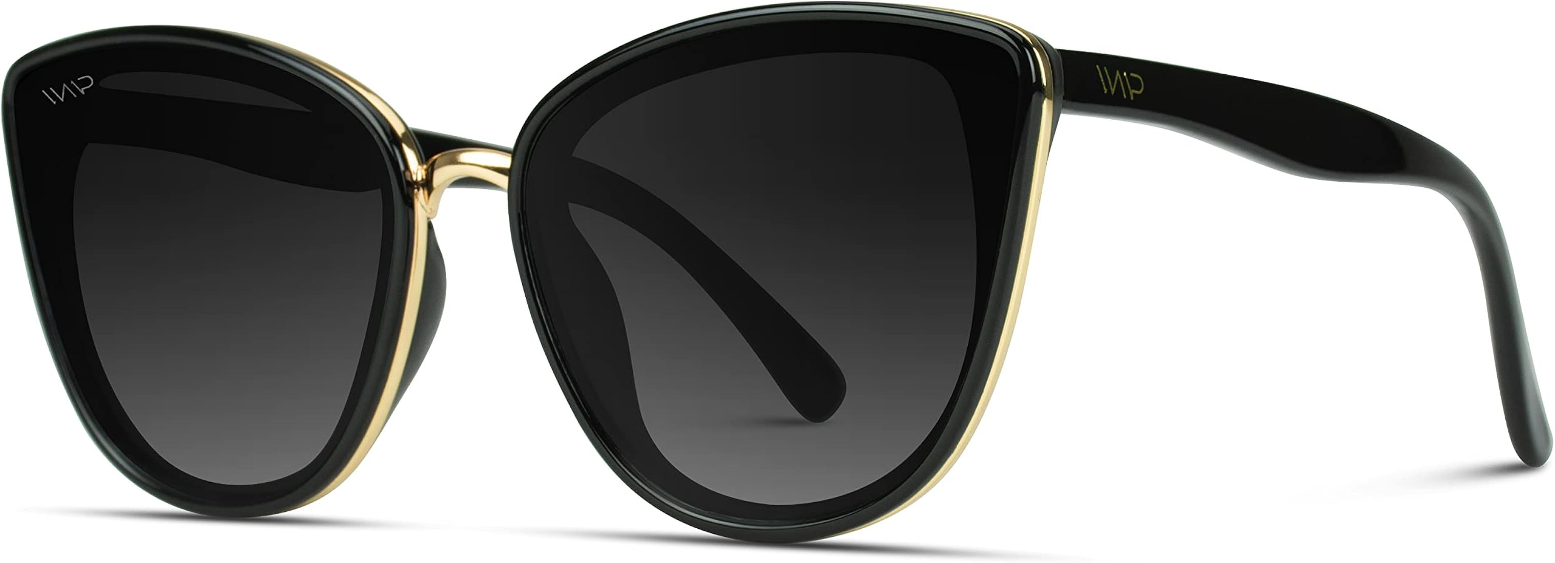 WearMe Pro - Classic Women Oversized Metal Frame Elegant Mirrored Lens Cat Eye Sunglasses | Amazon (US)