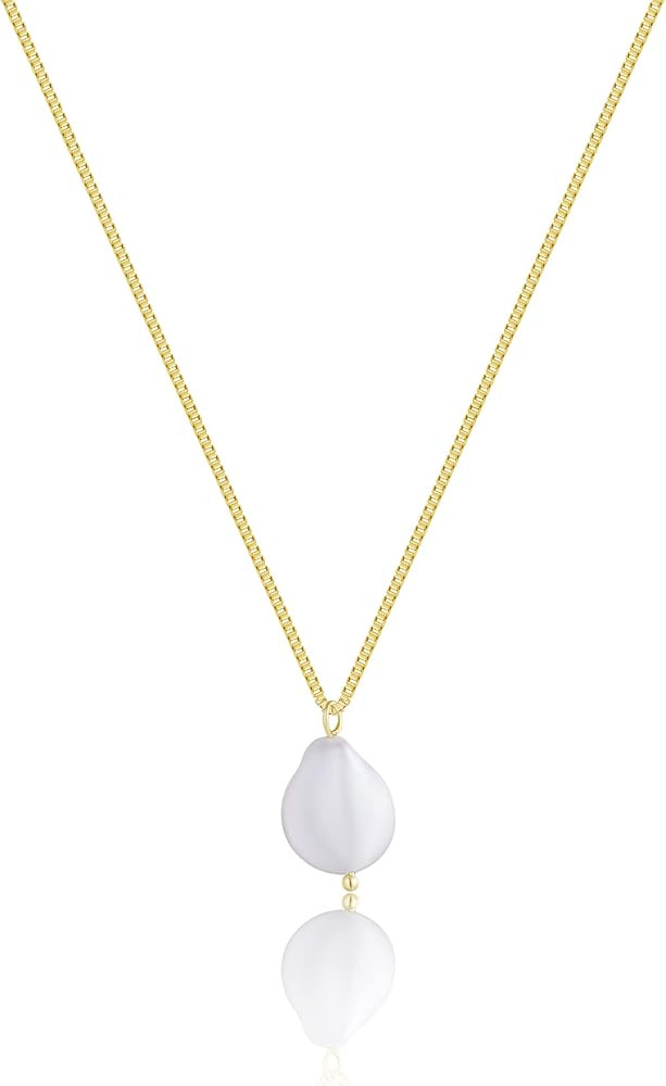 Sewyer Dainty Pearl Pendant Necklaces for Women 14K Gold Plated Handmade Layered Pearl Chain Neck... | Amazon (US)