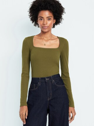 Long-Sleeve Square-Neck Top | Old Navy (US)