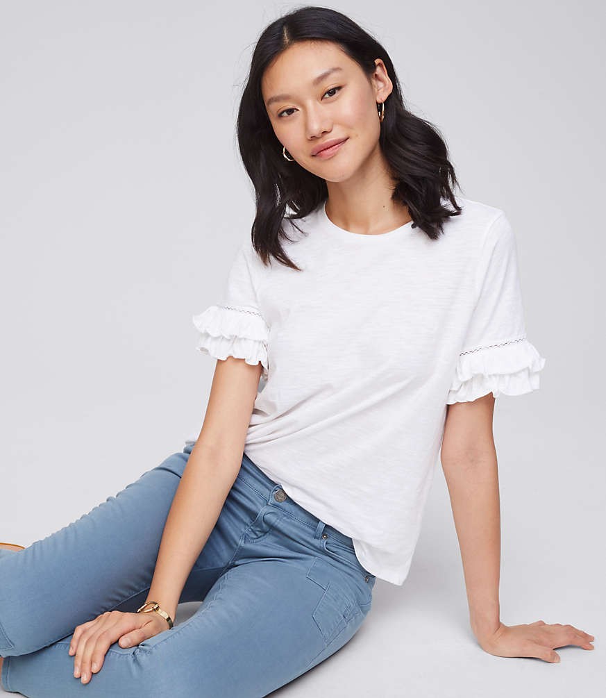 Lacy Ruffle Cuff Tee | LOFT