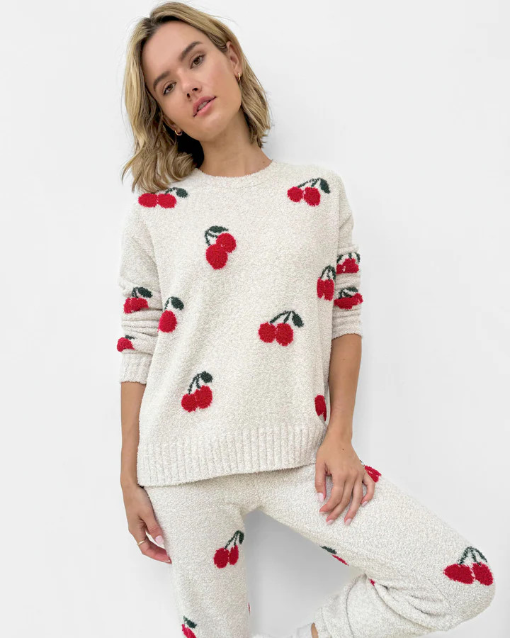 Cherries Fuzzy Sweater PJ Set | Splendid