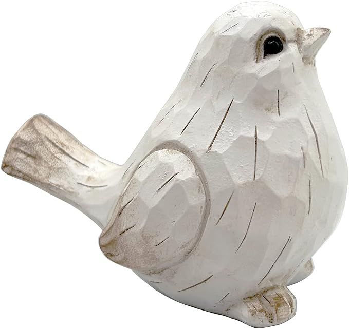 New White Modern Farmhouse Bird Figurine, Bird Statue Sculpture - Carved Rustic Distressed Animal... | Amazon (US)