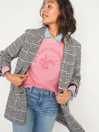 Oversized Soft-Brushed Patterned Blazer Jacket for Women | Old Navy (US)