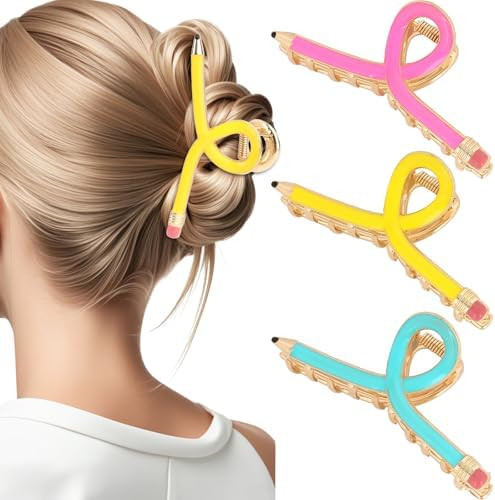 YARIEW Pencil Hair Claw Clips for Women Thick Hair Funny Back to School Hair Clips for Thin Hair ... | Amazon (US)