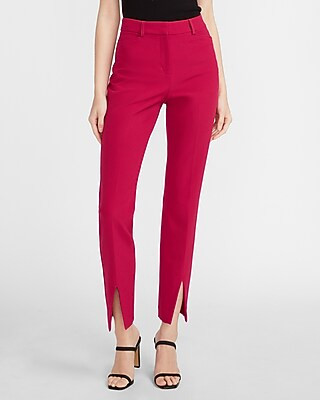 High Waisted Supersoft Twill Slit Front Slim Columnist Pant | Express