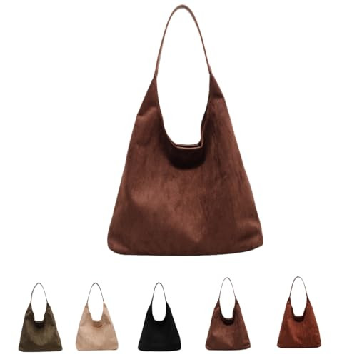 Suede Hobo Bags For Women，Slouchy Bag Suede Purse Suede Tote Bag，Tote Handbag for Travel Shopping Work (Coffee) | Amazon (US)
