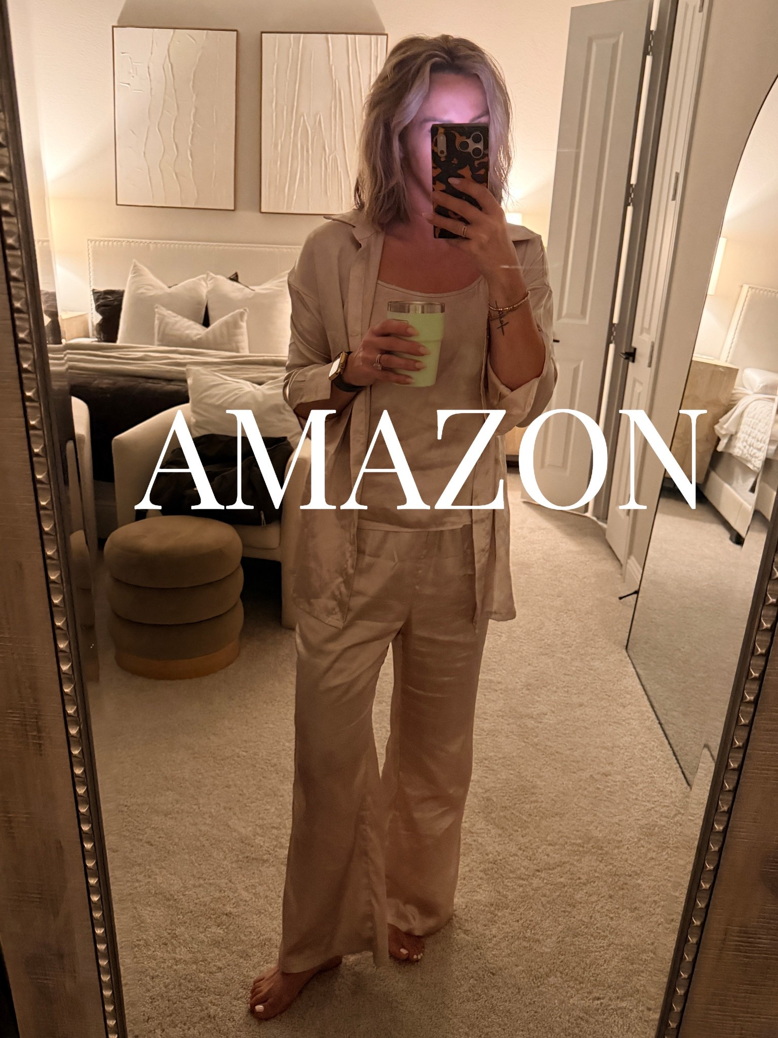 Feeling fancy in my Amazon ailk pajama set 🖤 

#LTKOver40