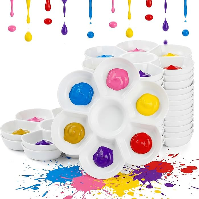ZENFUN 15 Pack Paint Tray Palettes with 7 Wells, White Plastic Paint Mixing Tray Watercolor Paint... | Amazon (US)