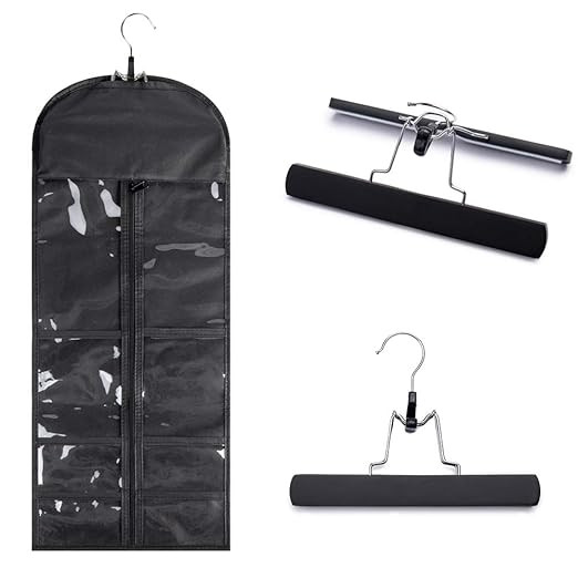 Portable Hair Extensions Carrier with Front Pockets Non-woven Dust-proof Storage Case with Wooden... | Amazon (US)