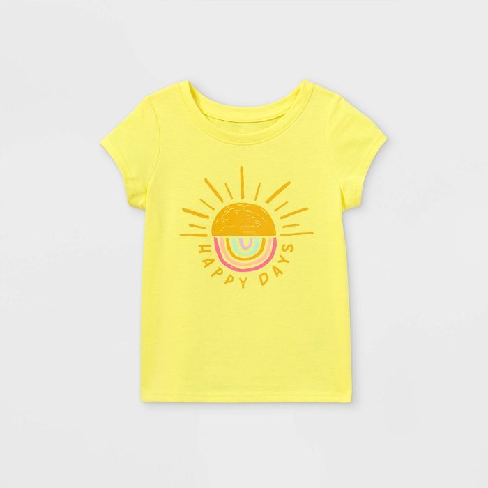 Toddler Girls' 'Happy Days' Short Sleeve T-Shirt - Cat & Jack™ Yellow | Target