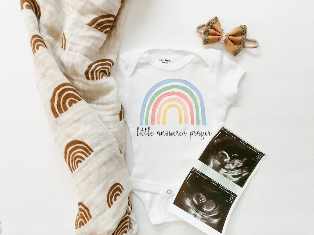 Little Answered Prayer Onesie Rainbow Baby Onesie Pregnancy - Etsy | Etsy (US)