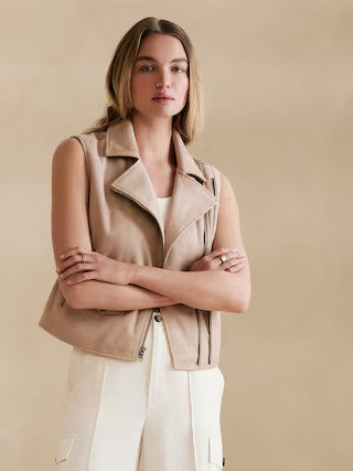 Vegan Suede Moto Vest | Banana Republic Factory