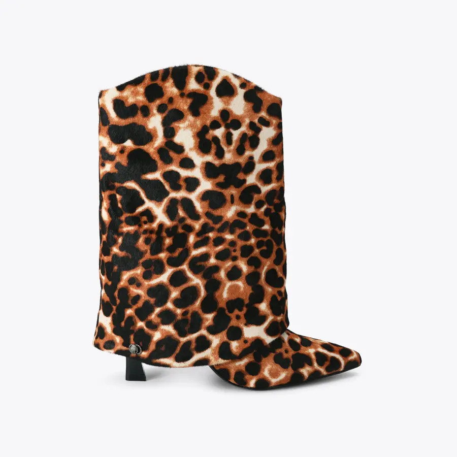CANDY GATER BOOT Leopard Printed Calfhair Leather Ankle Boot by Kurt Geiger London | Kurt Geiger US
