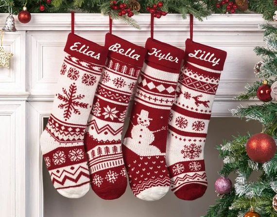 Personalized Christmas Stocking Knit Christmas Stocking - Etsy | Etsy (US)