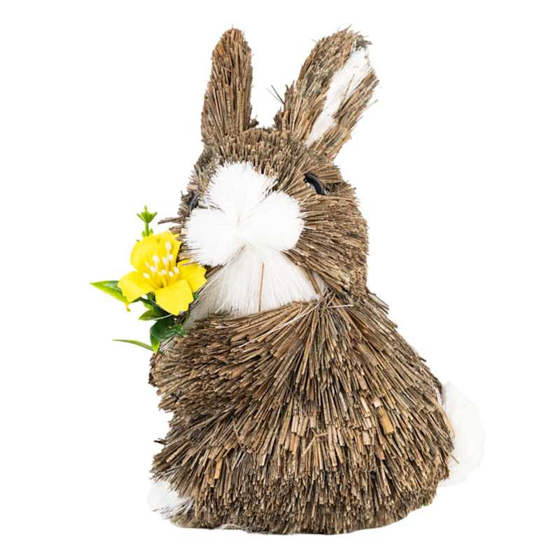 Homespun Easter Sisal Rabbit with Flower, 6" | At Home