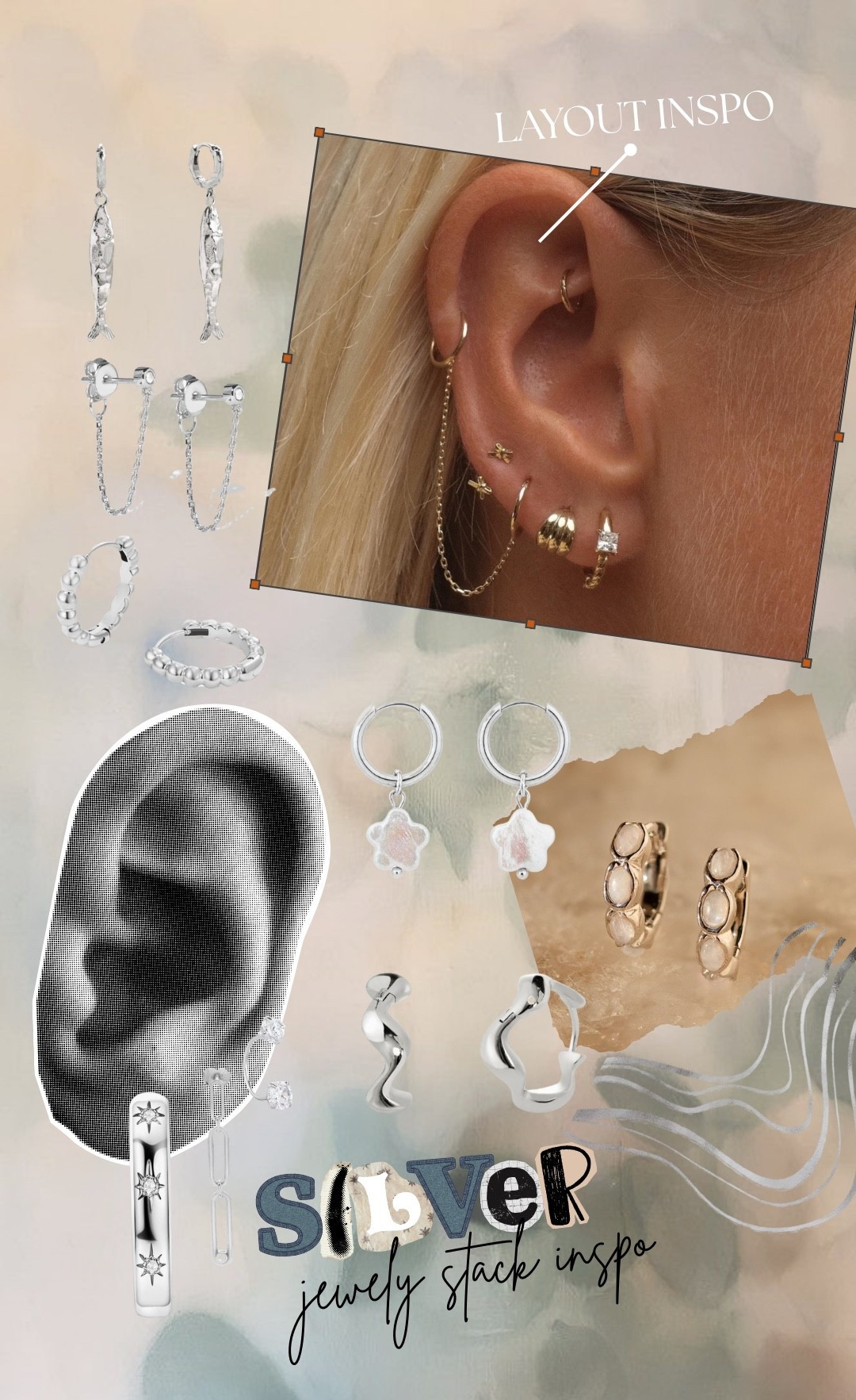 Silver earring stack inspo !!🔗

OTHER un-linkable brands: Seabones, Beautiful Earth, en route, earkit 