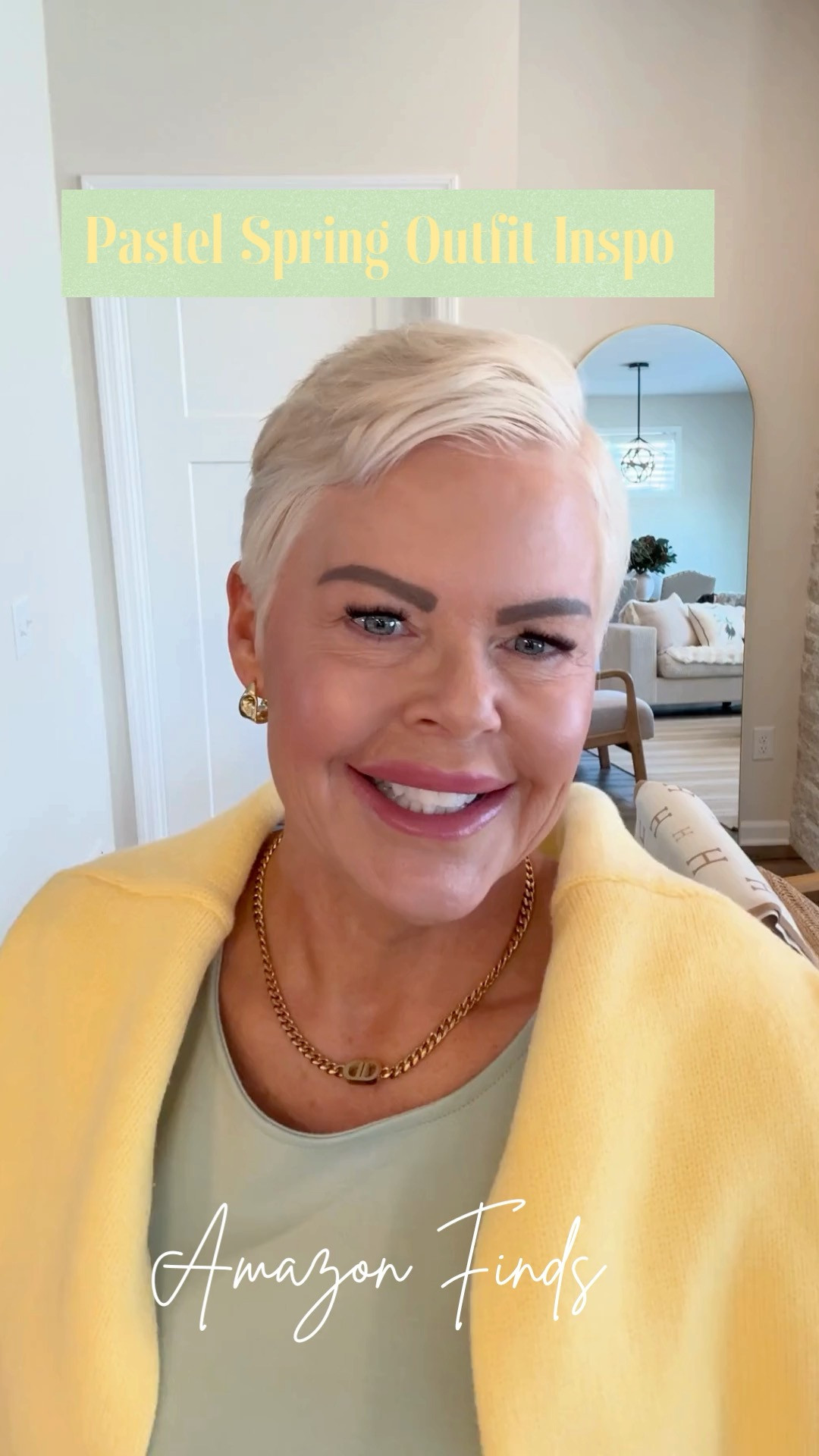 Chic Spring Outfit Inspo: Pastel Colors. I love this Spanx like jumpsuit from Amazon — I have it in multiple colors. It's so flattering and stylish (size small) and I've added a Row inspired butter yellow sweater (size small), butter yellow suede slides and a butter yellow bag. All of the designer inspired jewelry is from Amazon. 

 #LTKootd #LTKmomlife #LTKOver40