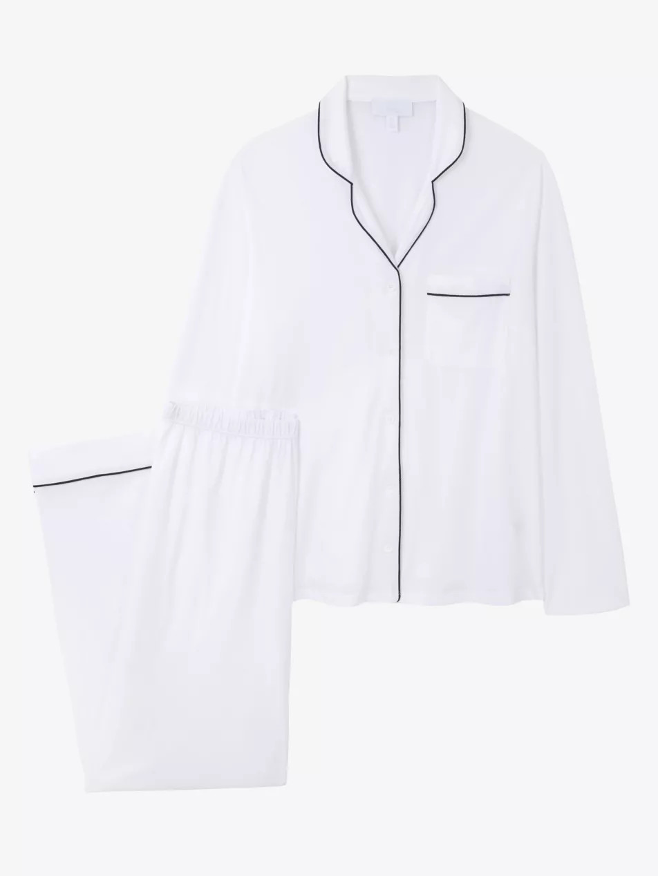 Piped relaxed-fit pima-cotton pyjamas | Selfridges