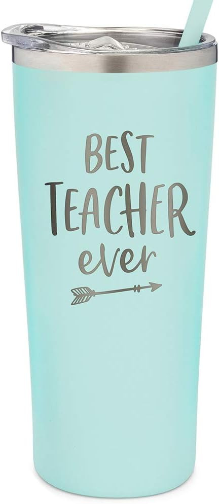 SassyCups Best Teacher Ever Tumbler | 22 Ounce Engraved Mint Stainless Steel Insulated Tumbler wi... | Amazon (US)