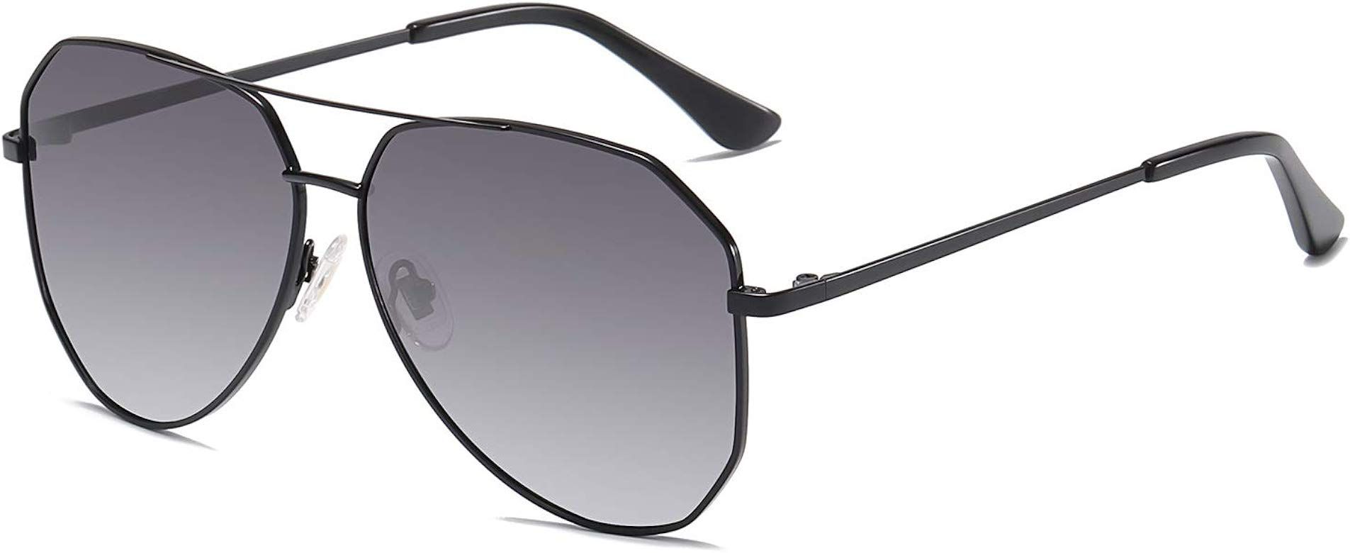 Polarized Oversized Aviator Sunglasses for Men and Women Mirrored Flat Lens UV400 SJ1921 | Amazon (US)