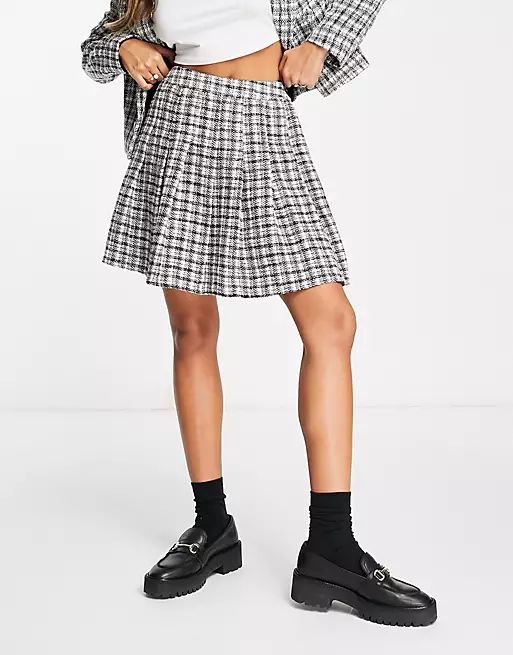 New Look mini tennis skirt in black and white check - part of a set | ASOS (Global)