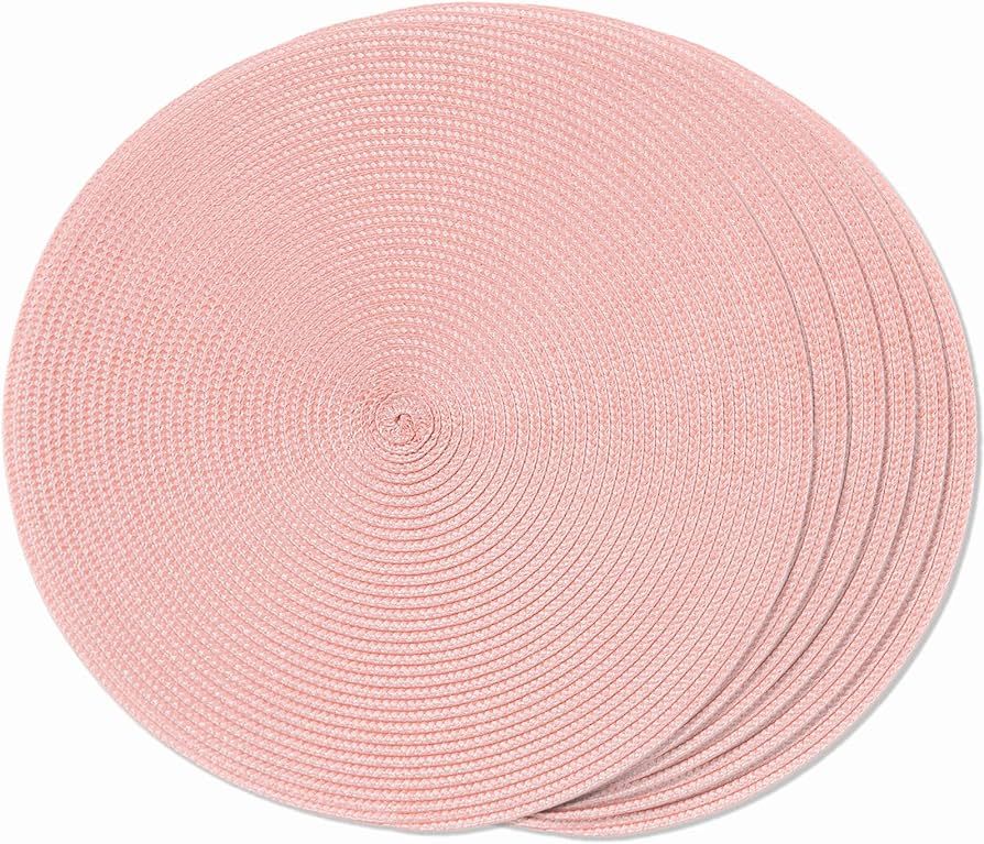 FunWheat Round Braided Placemats Set of 6 Place Mats for Dining Tables Woven Washable Non-Slip Ta... | Amazon (CA)