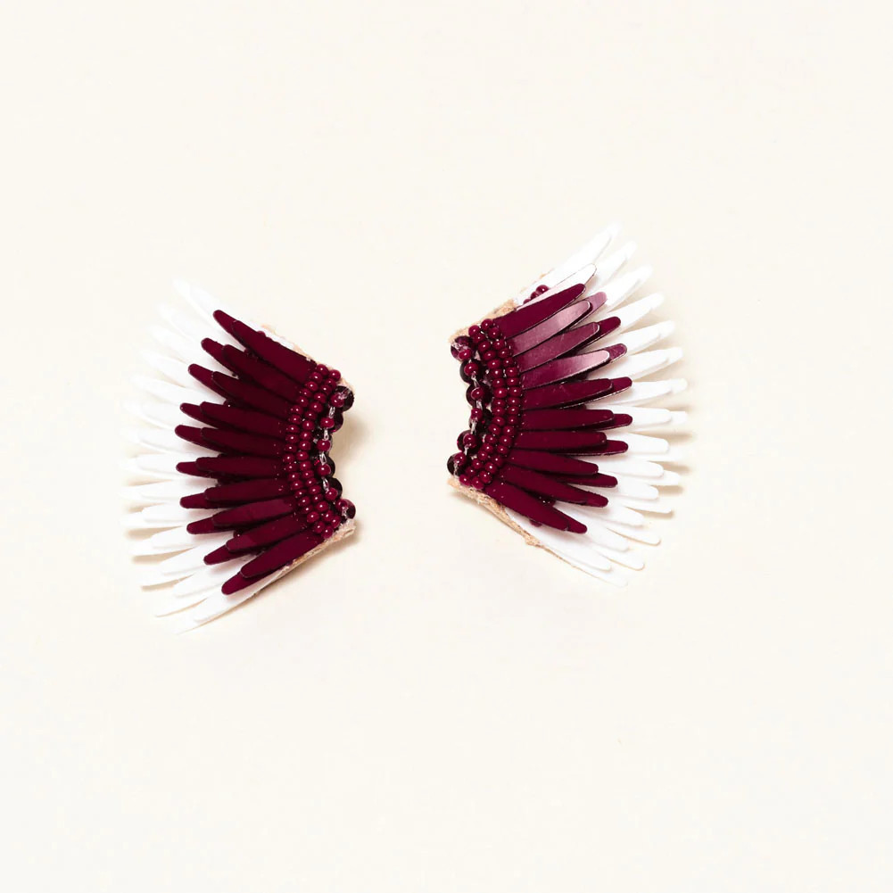 Mini Madeline Earrings Maroon White | Mignonne Gavigan