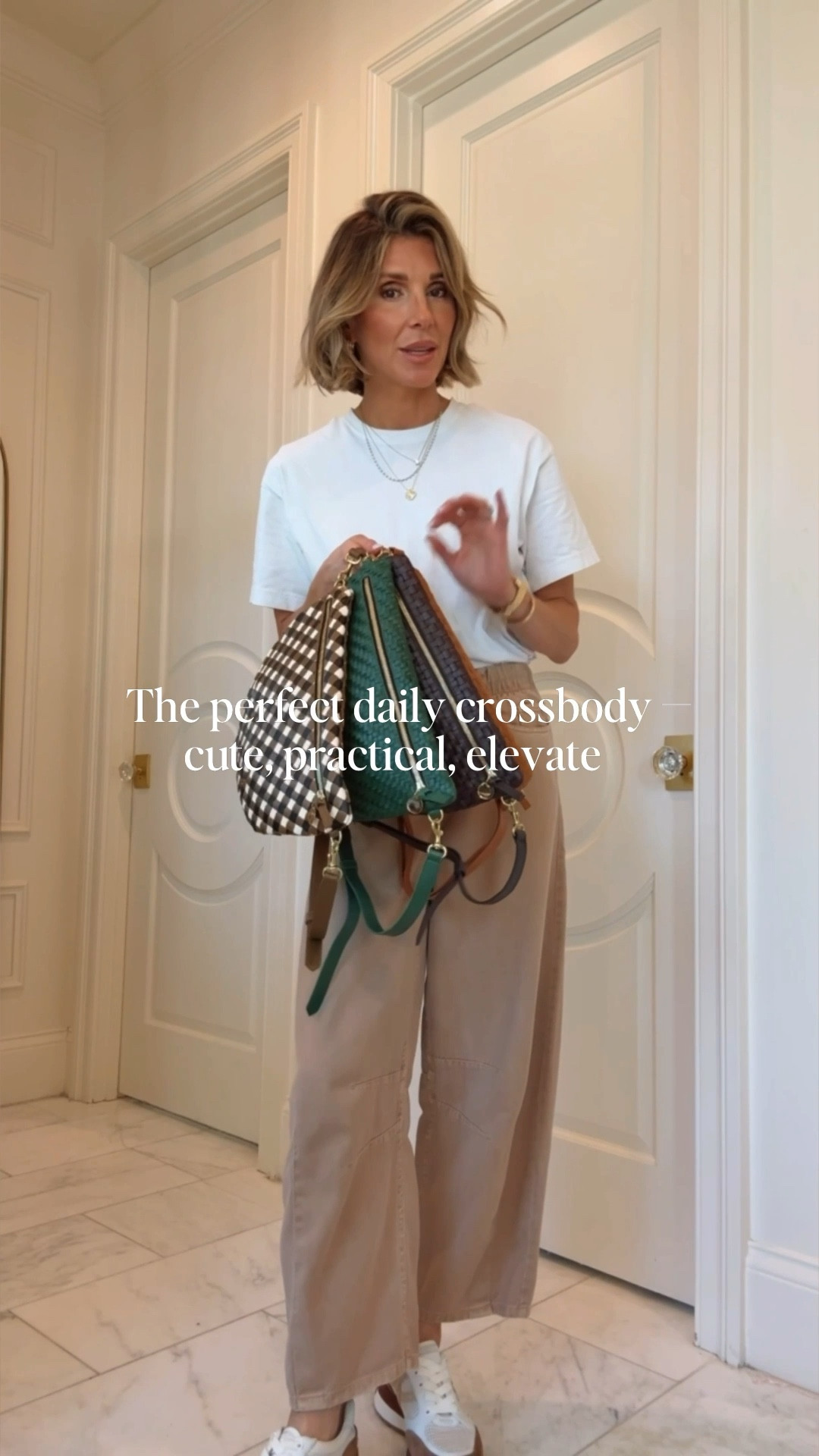I got this bag last year in cream and brown and wore it so much I got it in the new colors to show you. It's such a great elevated crossbody bag.  