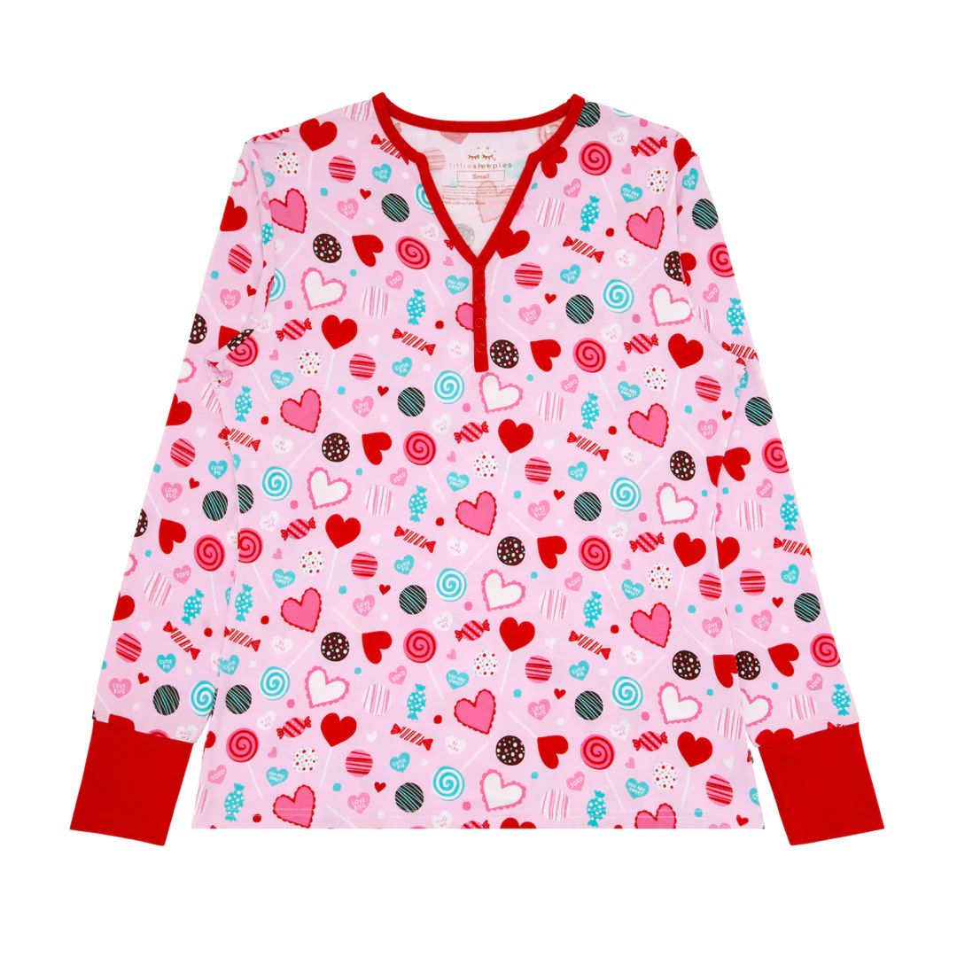 Pink Sweet Valentine Women's Bamboo Viscose Pajama Top | Little Sleepies