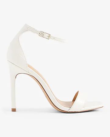 Croc-embossed Square Toe High Heeled Sandals | Express