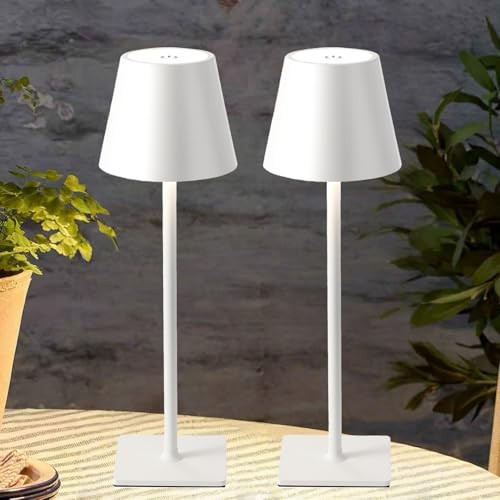 White Rechargeable Table Lamp Set of 2,Cordless Desk Lamp,Small Led Outdoor Table Lamp for Restaurant Dining Table Top Tabletop Lighting,lampara de mesa recargable,Touch Lamp,Wireless Table Lamp | Amazon (US)
