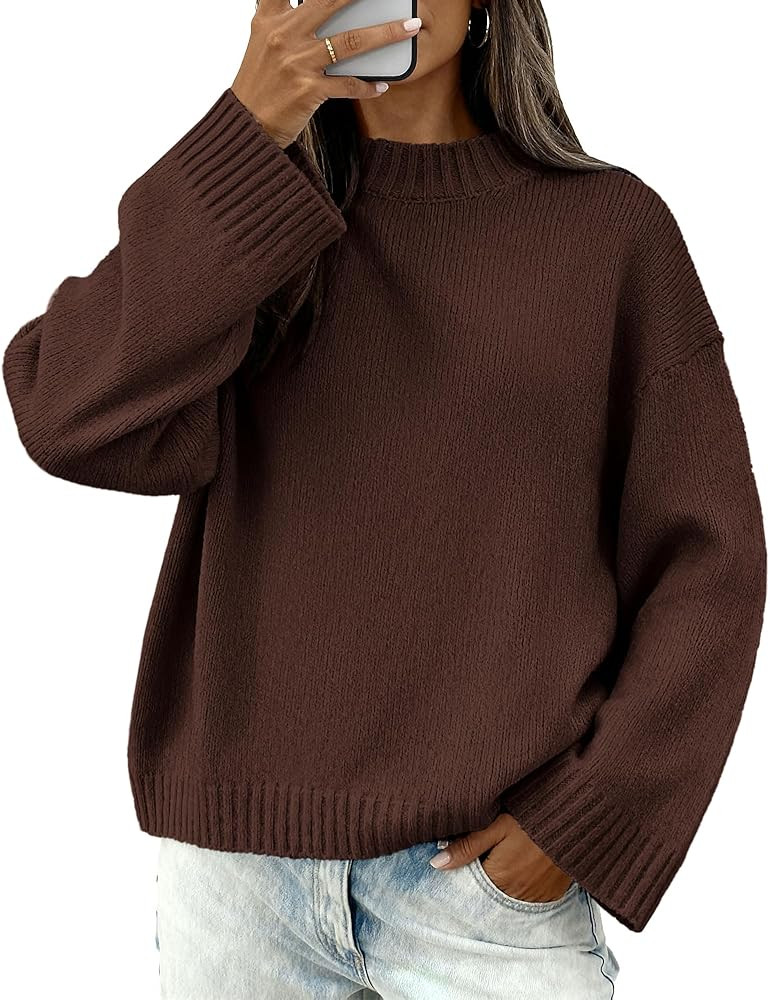 BTFBM Sweaters for Women 2025 Casual Crewneck Long Sleeve Loose Ribbed Knit Pullover Sweater Wint... | Amazon (US)
