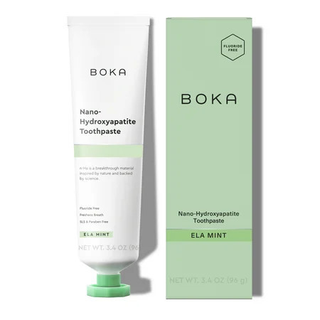 Boka Fluoride Free Toothpaste, Nano Hydroxyapatite Toothpaste, Appropriate for Sensitive Teeth - Ela Mint Flavor, 3.4 fl oz | Walmart (US)