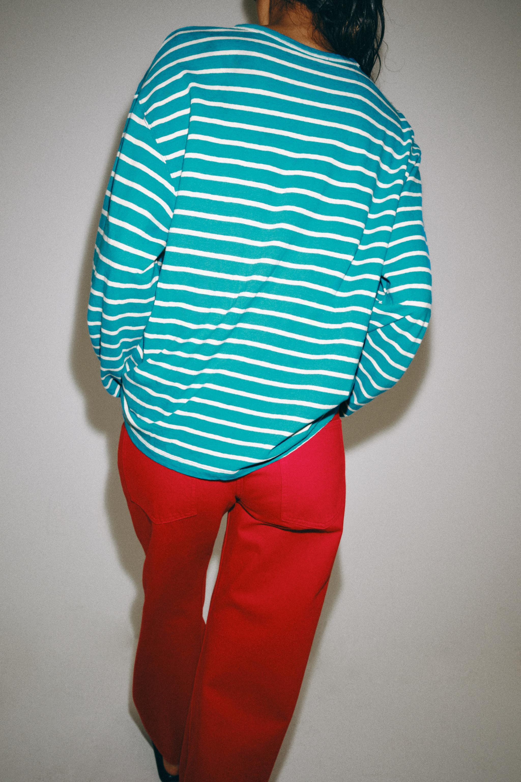 STRIPED COTTON AND LINEN T-SHIRT | Zara US