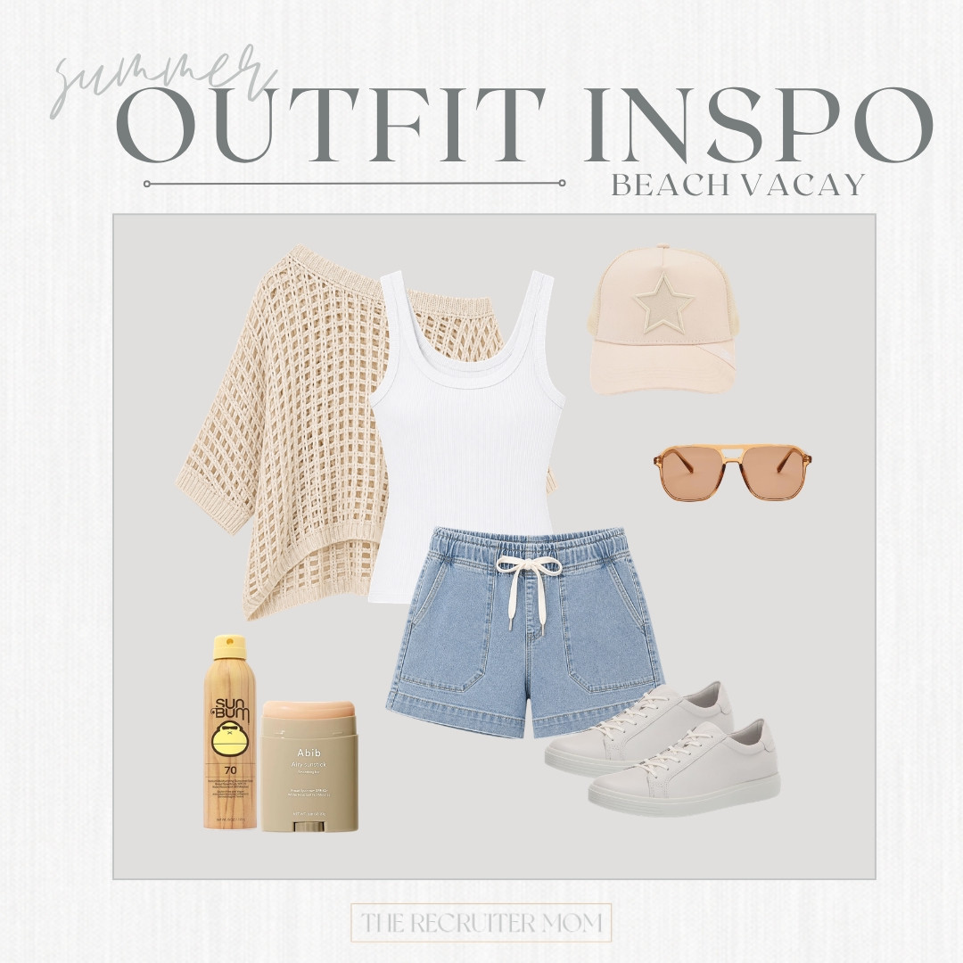 Relaxed beach day look with denim shorts, a lightweight knit layer, and comfy white sneakers ☀️ 

 #LTKcasual #LTKvacation

#LTKSeasonal #LTKOver40 #LTKMidsize