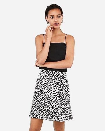 leopard print mid-thigh skirt | Express
