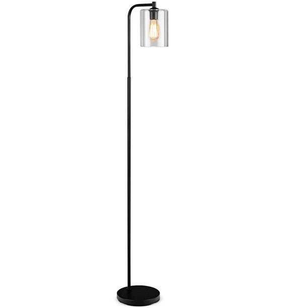 Gymax Industrial Floor Lamp w/ Glass Shade Indoor Modern Tall Pole Lamp for Office - Walmart.com | Walmart (US)