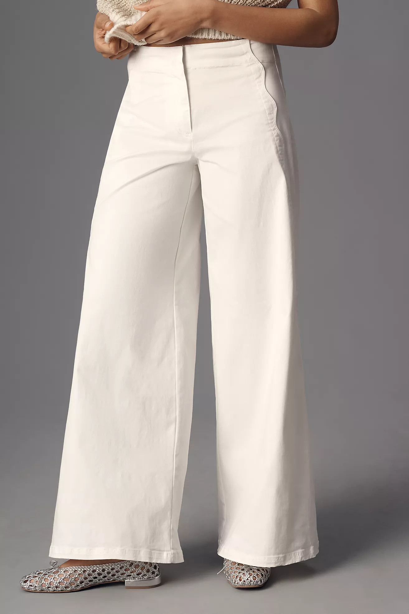 Maeve Scallop Wide-Leg Pants | Anthropologie (US)